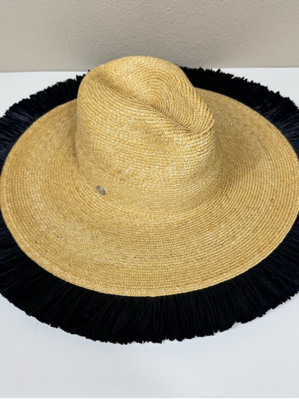Tracy Watts‎ Positano wide brim fedora Straw Sun Hat fringe Anthropologie - Picture 2 of 6